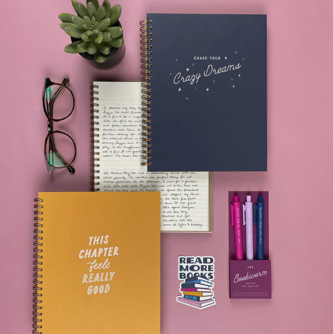 The Bookworm Jotter Gel Pen Set