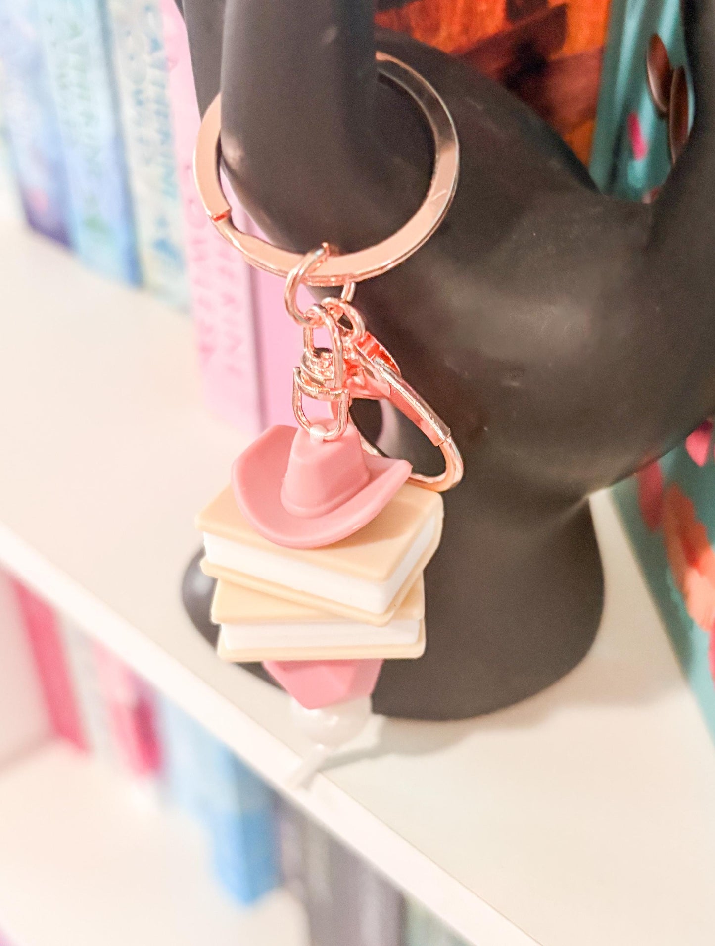 Cowboy Hat Book Stack Keychain