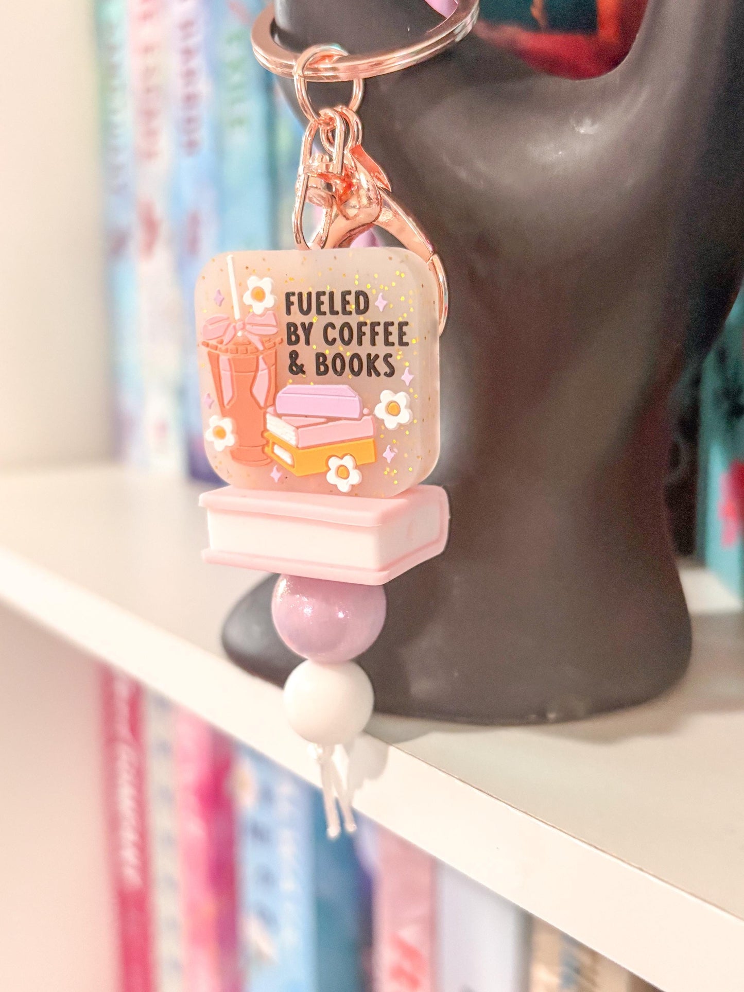 Fueled by Coffee and Books Keychain