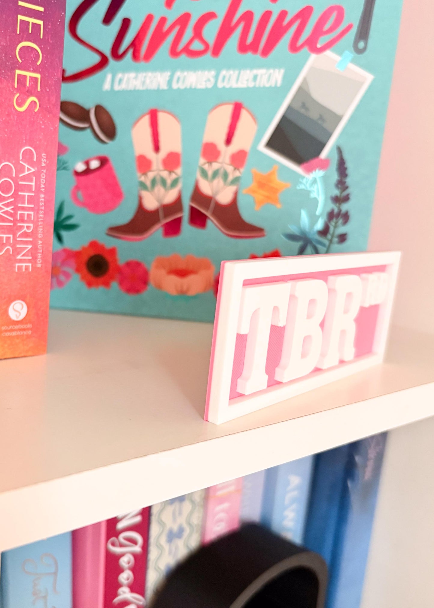 Pink TBR Bookshelf Sign