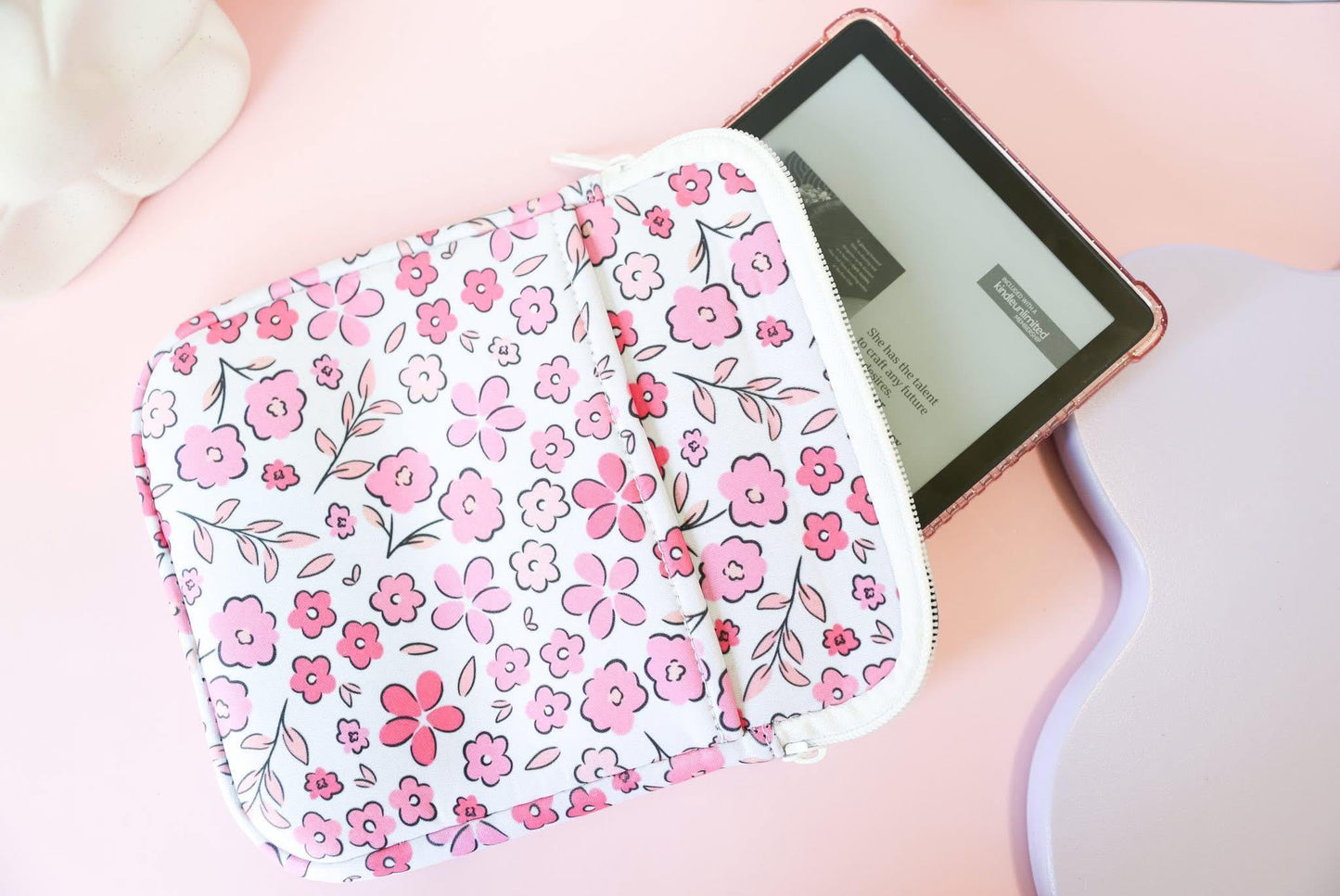 Pink Floral Kindle Sleeve
