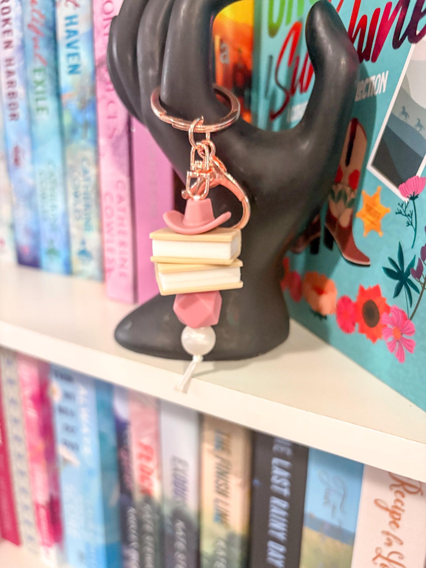 Cowboy Hat Book Stack Keychain