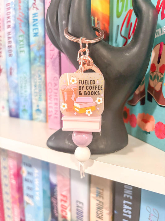 Fueled by Coffee and Books Keychain