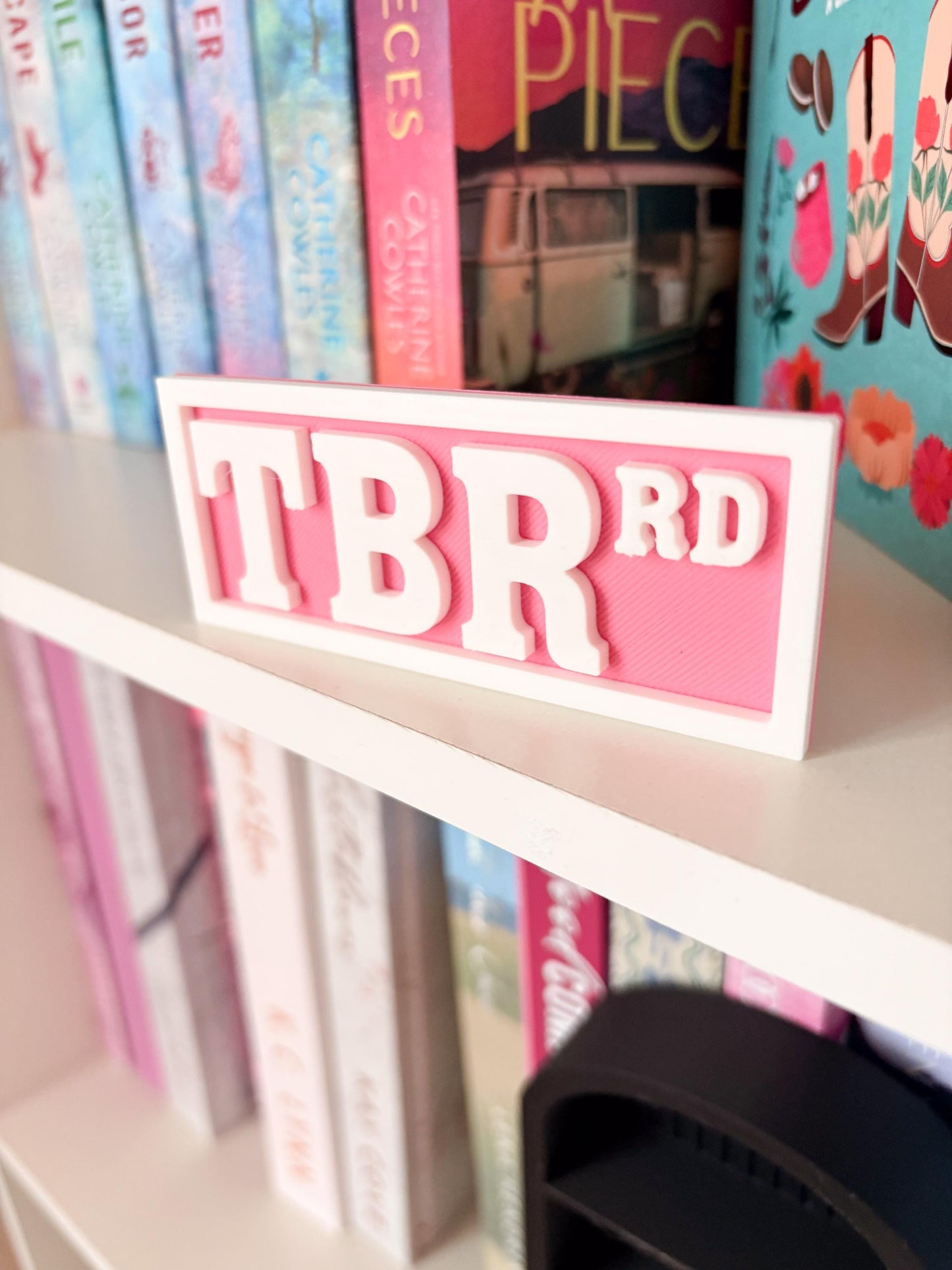 Pink TBR Bookshelf Sign
