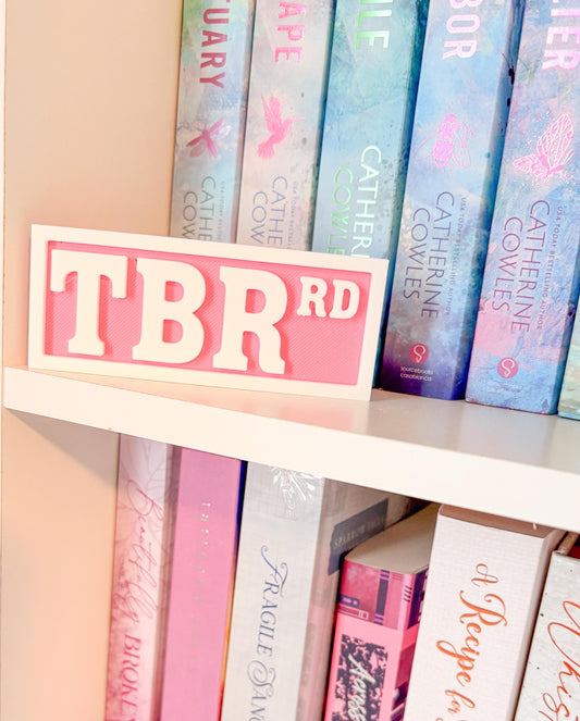 Pink TBR Bookshelf Sign