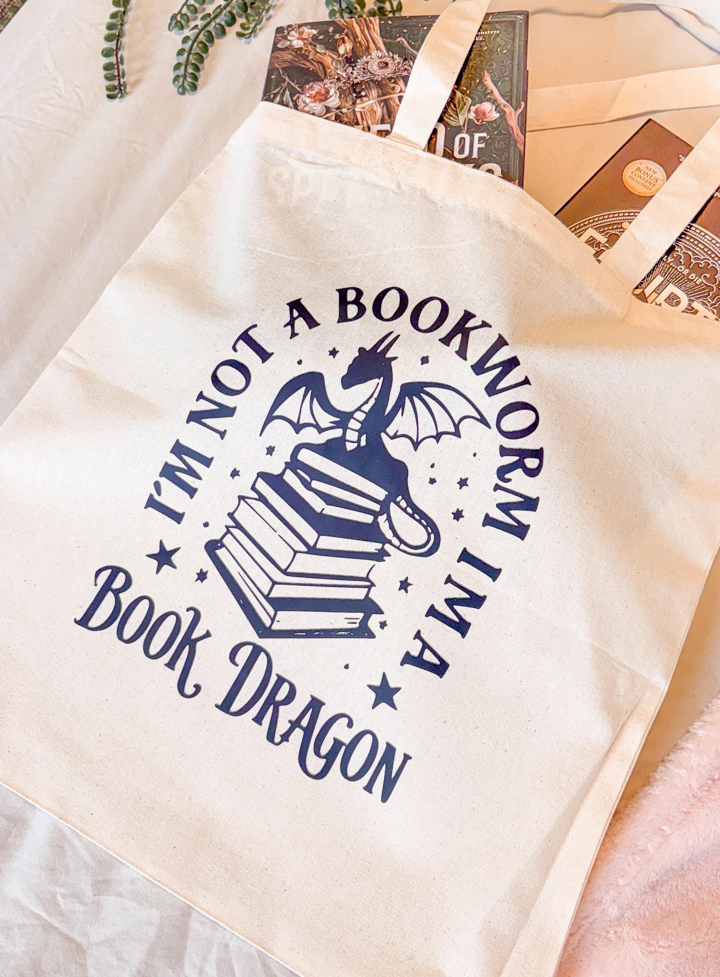 Book Dragon Tote Bag