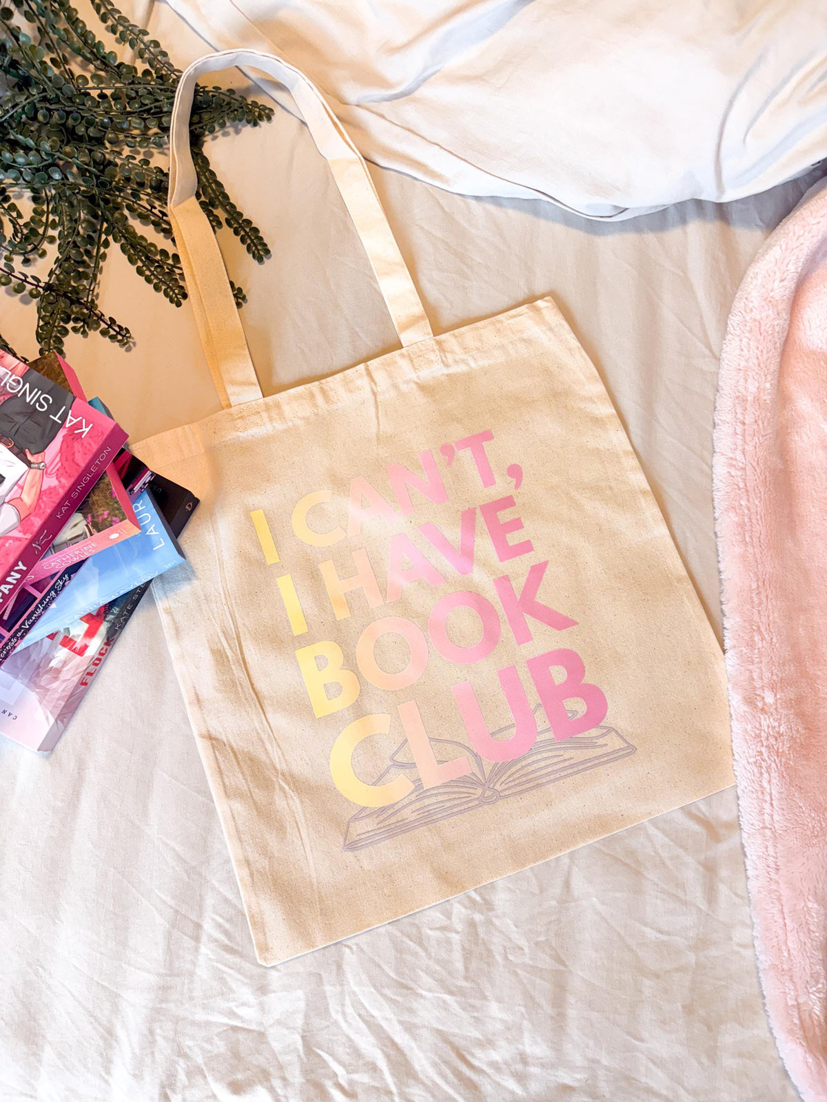 I Can't I Have Book Club – Tote Bag | Sunset Gradient Reading Accessory