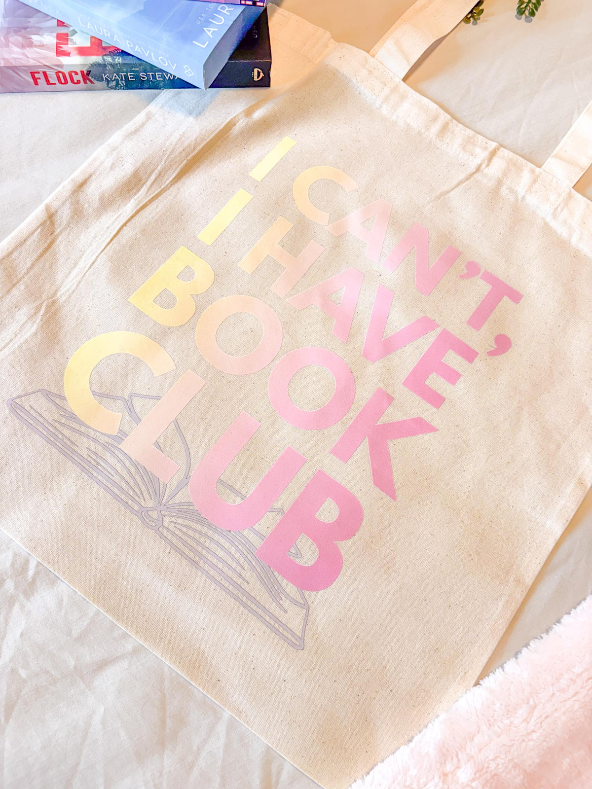 I Can't I Have Book Club – Tote Bag | Sunset Gradient Reading Accessory