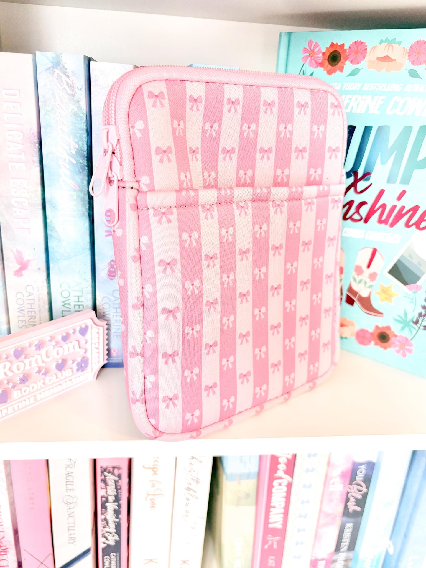 Pink Striped Bow Kindle Sleeve