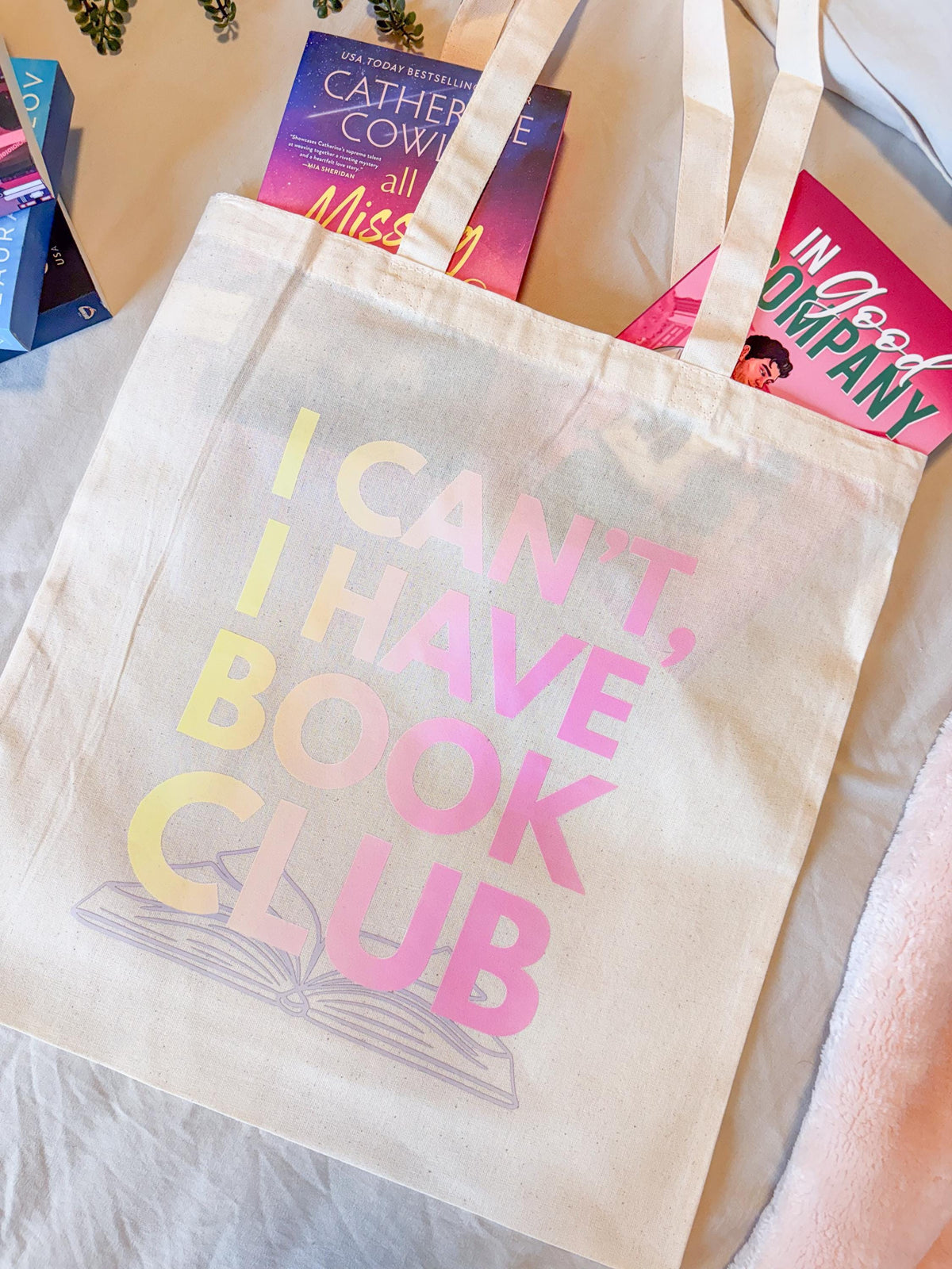I Can't I Have Book Club – Tote Bag | Sunset Gradient Reading Accessory