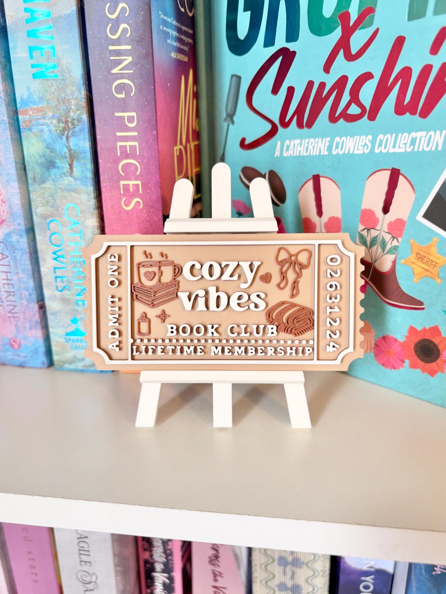 Printed cozy vibes Book Club Sign Ticket
