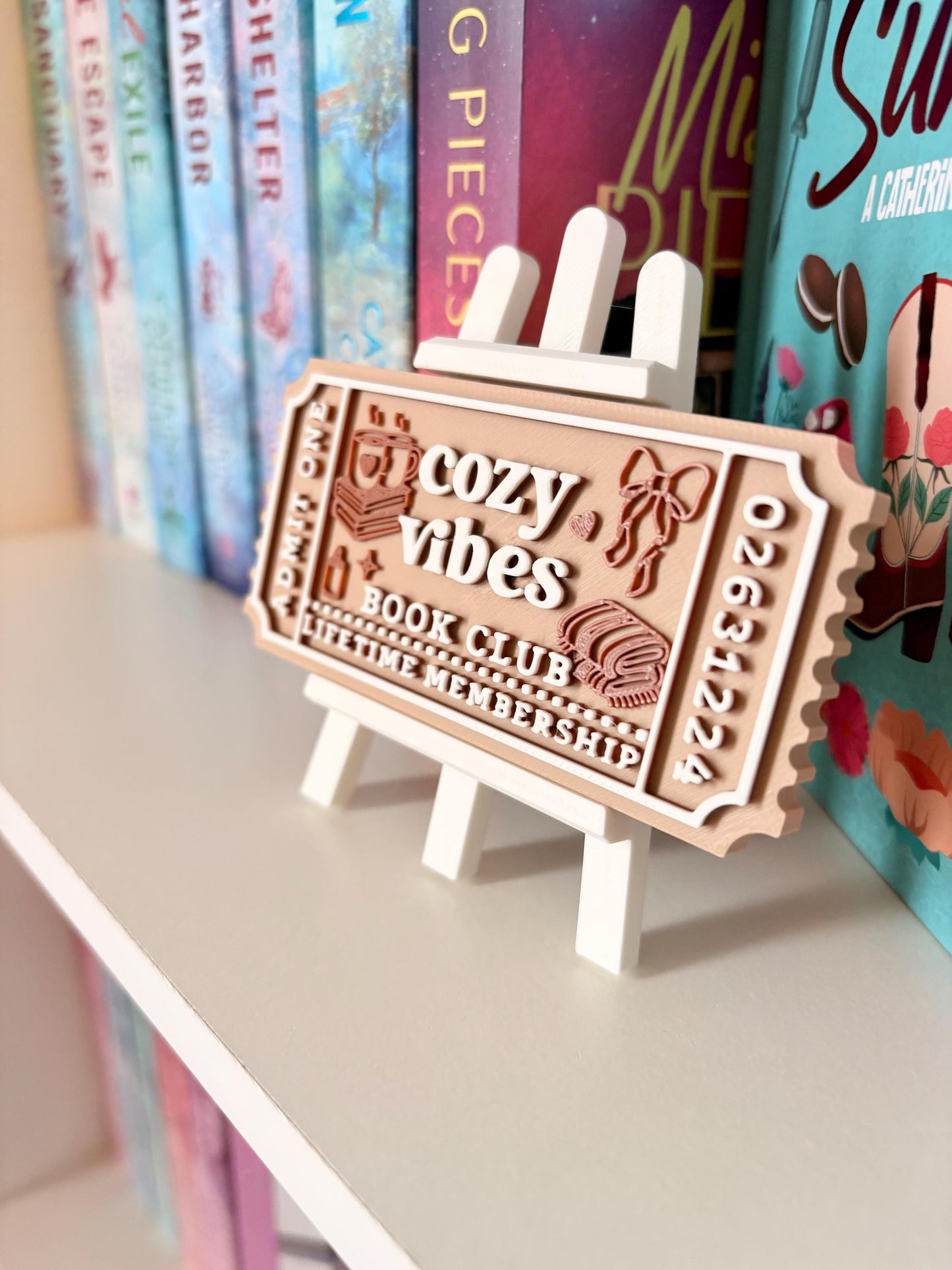 Printed cozy vibes Book Club Sign Ticket