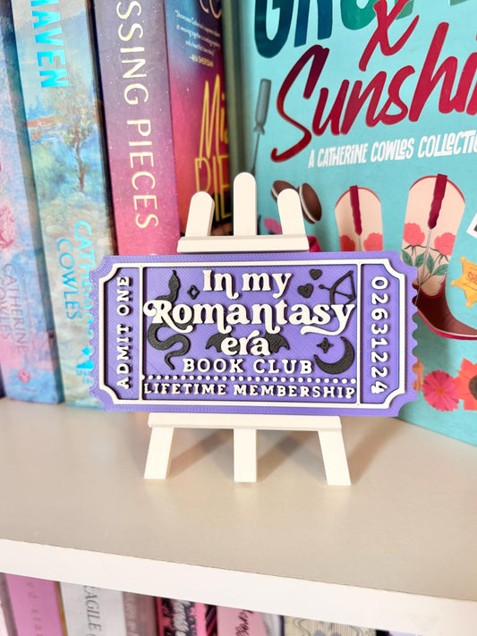Romantasy book Club ticket sign