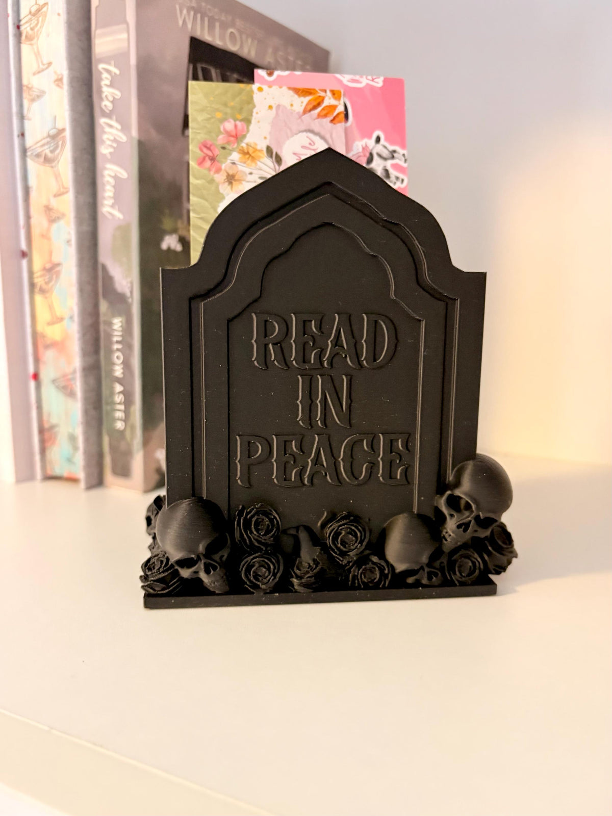 Skull Bookmark Holder | Read in peace | Book Decor Container | Dark Romance