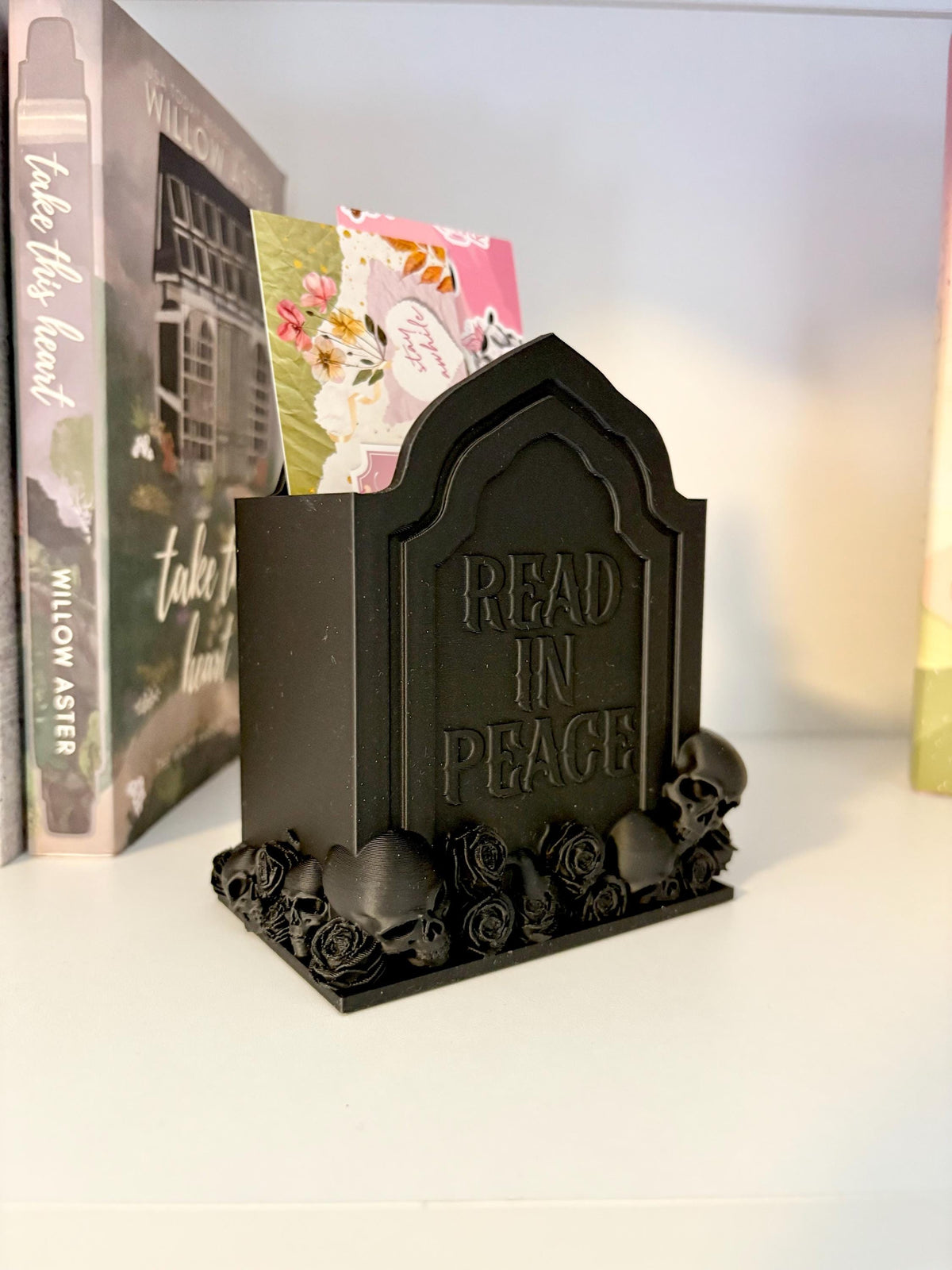 Skull Bookmark Holder | Read in peace | Book Decor Container | Dark Romance