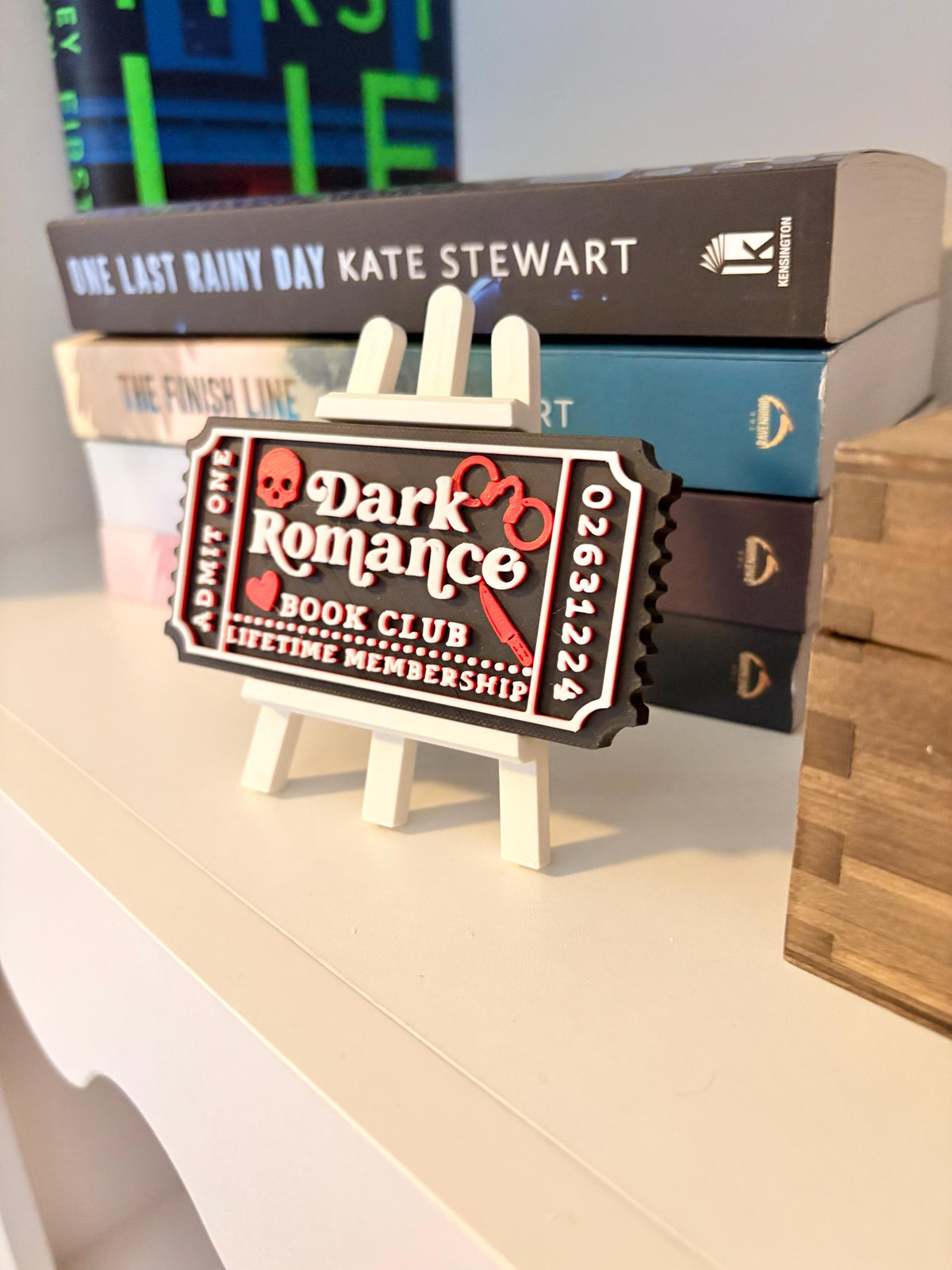 3D Printed Dark Romance Book Club Sign | Ticket Bookshelf Decor