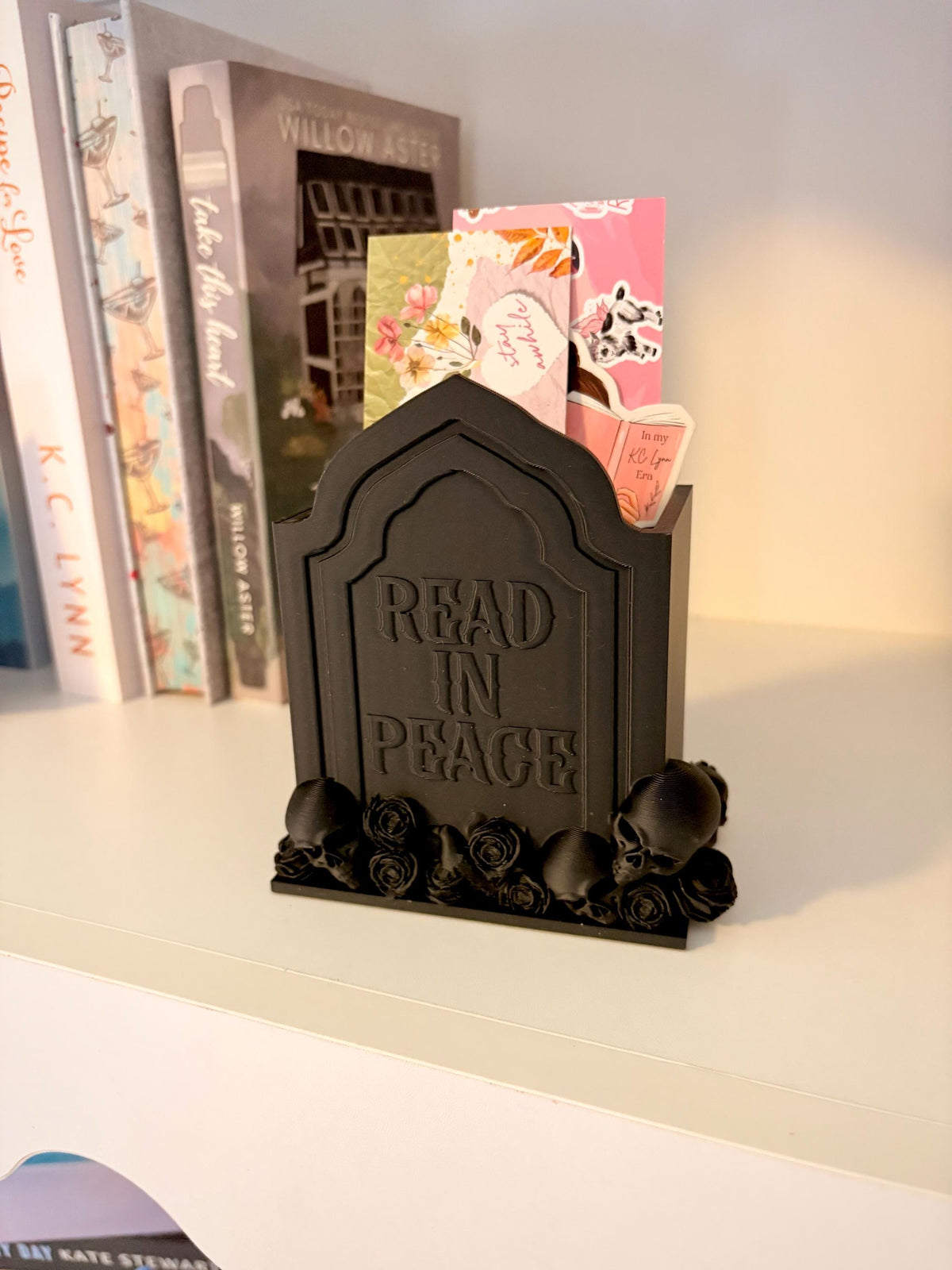 Skull Bookmark Holder | Read in peace | Book Decor Container | Dark Romance