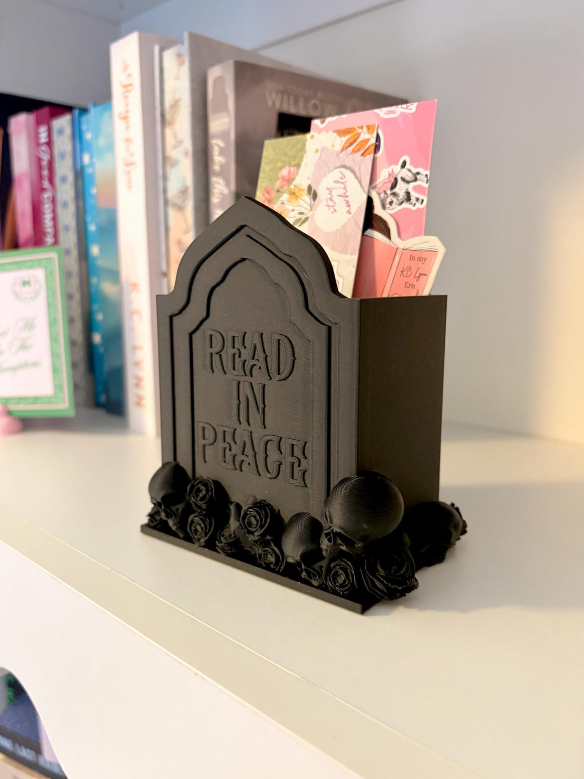 Skull Bookmark Holder | Read in peace | Book Decor Container | Dark Romance