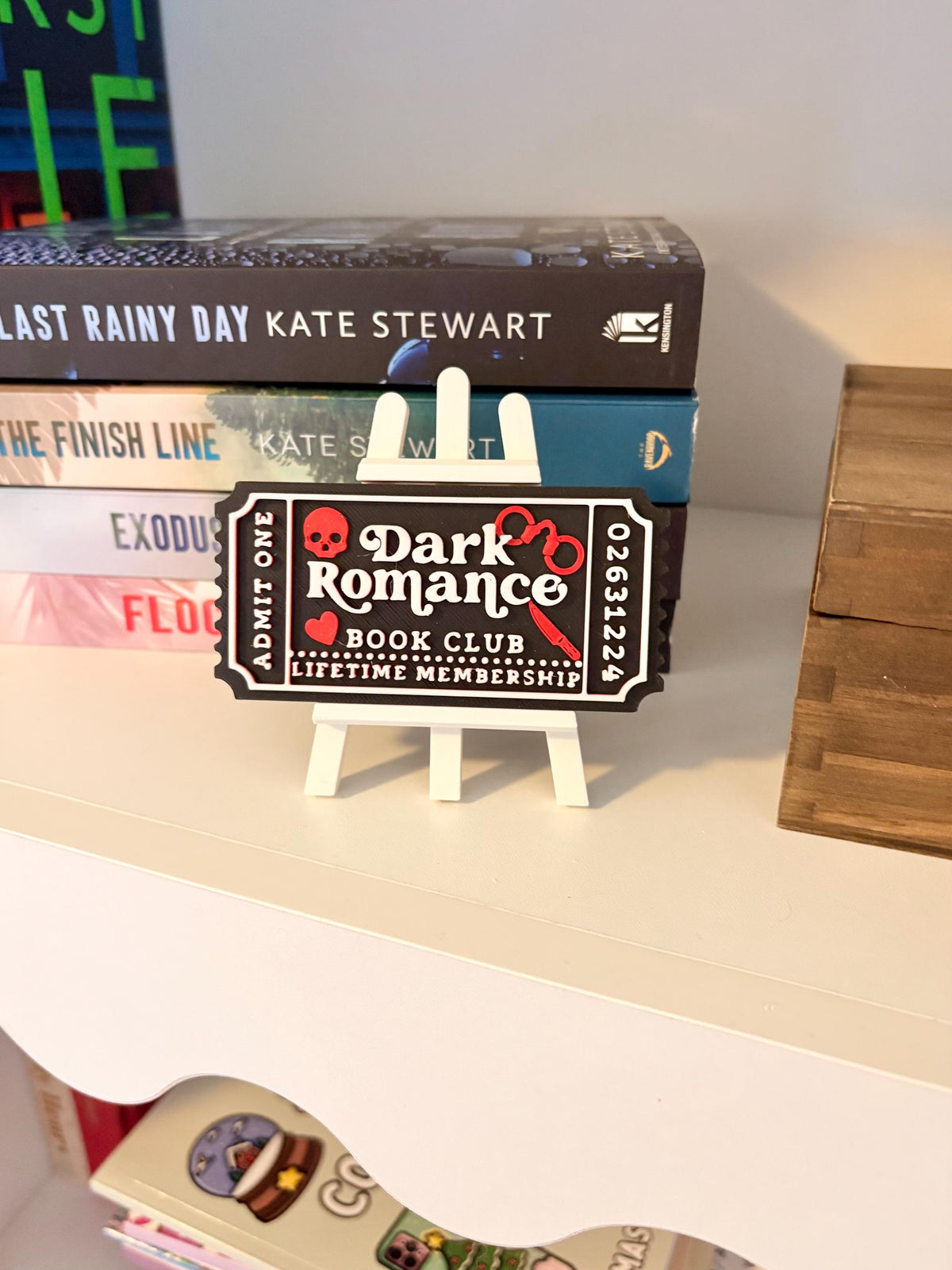 3D Printed Dark Romance Book Club Sign | Ticket Bookshelf Decor